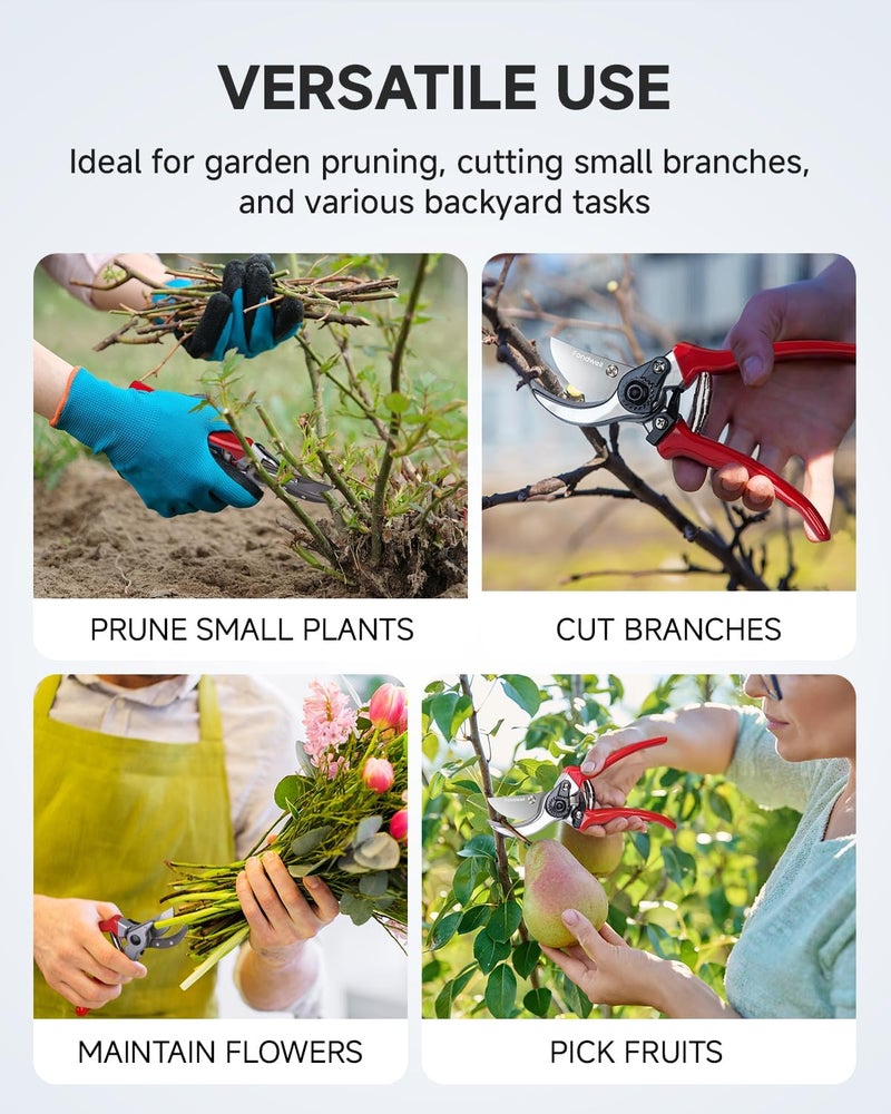 Fondwell 8.5" Bypass Pruning Shears for Gardening: Heavy Duty Garden Clippers Hand Pruners of High Cutting Efficiency - Image 2